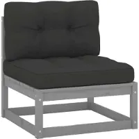 Syfax Garten-Mittelsofa mit Anthrazit Kissen Grau Massivholz Kiefer