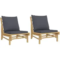 Syfax Gartenstühle 2 Stk. mit Dunkelgrauen Kissen Bambus