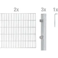 Alberts Doppelstabmatten Zaun, Höhe 200 cm, Länge 4 m, Zaun-Komplettset zum Einbetonieren, feuerverzinkt, Pfosten 60x40 mm