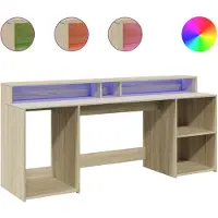 Syfax LED-Schreibtisch Sonoma-Eiche 200x55x91 cm Holzwerkstoff