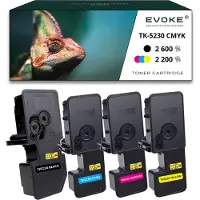 Evoke 4x Toner für Kyocera TK5230K-TK5230B TK5230K CMYK = Schwarz + Blau + Rot + Gelb | Ersatz für P5021cdn P5021cdw M5521cdn M5521cdw