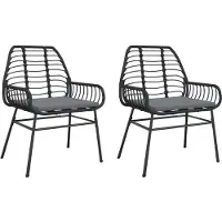 Syfax Gartenstühle 2 Stk. mit Kissen Schwarz Poly Rattan