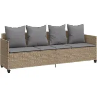 Syfax Sonnenliege mit Kissen Beige Poly Rattan