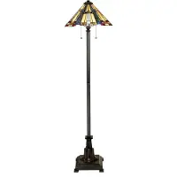QUOIZEL Stehleuchte Inglenook, Tiffany-Stil, bronze, Höhe 158 cm