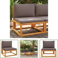 The Living Store Gartensessel ohne Armlehnen mit Kissen Massivholz Akazie