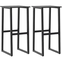 Syfax Barhocker 2 Stk. Schwarz 38x38x80 cm Pulverbeschichteter Stahl