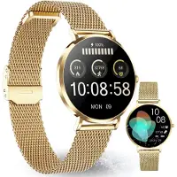 Xcoast Damen Smartwatch SIONA 2 Nano Gold - sehr kleine Smartwatch: 38mm Durchmesser, 6,9mm flach, 6 Tage Akku, AMOLED Touch-Display, Fitnesstracker
