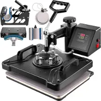 OEM VEVOR Heizpresse 8 in 1 Heizpresse Maschine 38x38cm Wärmeübertragungsmaschine 15x15 Zoll T-Shirt Presse Multifunktionale Sublimationsmaschine für T-Shirt Tasse Hut Plattenübertragung, 6 in 1, Metall-d