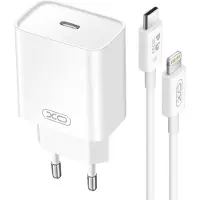 XO , USB-C Power Delivery 20W Ladegerät mit iPhone Lightning Kabel, Weiß