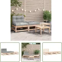 The Living Store Gartensofa ohne Armlehnen mit Kissen und Hockern