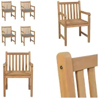 vidaXL Gartenstühle 4 Stk. mit Grauen Kissen Massivholz Teak - Gartenstuhl - Gartenstühle - Gartensessel - Holzstuhl