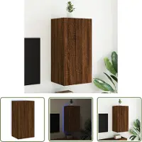 The Living Store TV-Wandschrank mit LED-Leuchten Braun Eichen-Optik 40,5x35x80cm