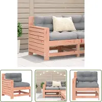 The Living Store Gartensofa mit Armlehne und Kissen Massivholz Douglasie