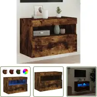 The Living Store TV-Wandschrank mit LED-Leuchten Räuchereiche 60x30x40 cm