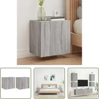 The Living Store TV-Wandschränke 2 Stk. Grau Sonoma 40,5x30x40 cmm Holzwerkstoff