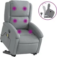 Syfax Massagesessel mit Aufstehhilfe Hellgrau Stoff