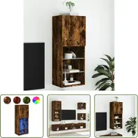 The Living Store TV-Schrank mit LED-Leuchten Räuchereiche 40,5x30x102 cm