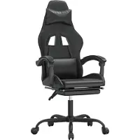 Syfax Gaming-Stuhl mit Fußstütze Schwarz Kunstleder
