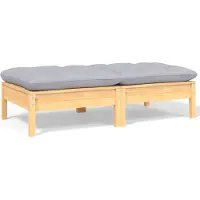 The Living Store Gartensofa 2-Sitzer mit Kissen in Grau Massivholz Kiefer