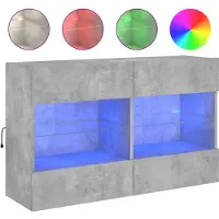 Syfax TV-Wandschrank mit LED-Leuchten Betongrau 98,5x30x60,5 cm
