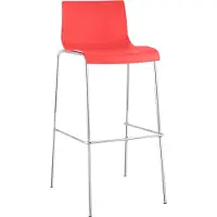 CLP Barhocker Hover ergonomisch, mit Rückenlehne & Fußstütze, 4-Fuß-Gestell, pflegeleichte Kunststoffsitzschale bis 150 kg belastbar, Farbe: rot, Gestellfarbe: chrom