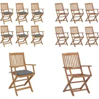 vidaXL Klappbare Gartenstühle 6 Stk. mit Kissen Massivholz Akazie - Gartenstuhl - Gartenstühle - Gartensessel - Klappstuhl