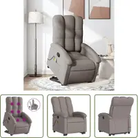 The Living Store Massagesessel mit Aufstehhilfe Taupe Stoff