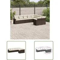 The Living Store 9-tlg. Garten-Sofagarnitur mit Kissen Braun Poly Rattan