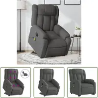 The Living Store Elektrischer Massagesessel mit Aufstehhilfe Dunkelgrau Stoff