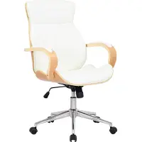 CLP Bürostuhl ergonomisch Melilla, Höhenverstellbar und Drehbar, mit kippbarer Rückenlehne und Armlehnen aus Kunstleder, Schreibtischstuhl, Farbe: natur/weiß