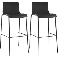 CLP 2er Set Barhocker Hover, ergonomisch mit Rückenlehne und Fußablage, Kunststoffsitz, robustes Metallgestell, stapelbare Tresenhocker, Farbe: schwarz, Gestellfarbe: schwarz