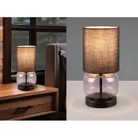 Meine Wunschleuchte LED Tischleuchte mit Glasfuß Rauchglas Nachttischlampe, Fensterbank Schlafzimmer
