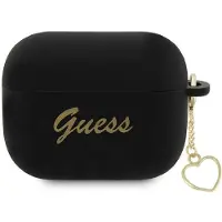 GUESS GUAP2LSCHSK AirPods Pro 2 (2022/2023) Hülle schwarz/schwarz Silikon Charm Herz Kollektion