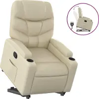 Syfax Relaxsessel mit Aufstehhilfe Creme Kunstleder
