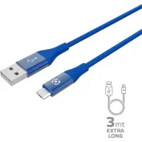 Celly USBMICROCOL3MBL USB Kabel 3 m USB A Micro-USB B Blau