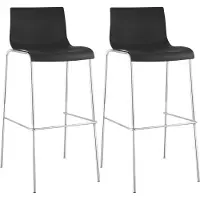 CLP 2er Set Barhocker Hover, ergonomisch mit Rückenlehne und Fußablage, Kunststoffsitz, robustes Metallgestell, stapelbare Tresenhocker, Farbe: schwarz, Gestellfarbe: chrom