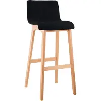 CLP Barhocker mit Lehne Hover, Barstuhl gepolstert mit Sitz aus Stoff, Thekenhocker mit Gestell aus stabilem Buchenholz, Farbe: schwarz