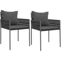 Syfax Gartenstühle mit Kissen 2 Stk. Schwarz 54x61x83 cm Poly Rattan