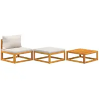 Syfax 3-tlg. Garten-Lounge-Set mit Kissen Massivholz Akazie