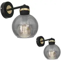 Eko-Light Wandleuchte Milagro OMEGA schwarz gold 1xE27 Rauchglas