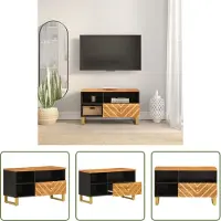 The Living Store TV-Schrank Braun und Schwarz 80x33,5x46 cm Massivholz Mango