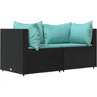 Syfax Garten-Ecksofas mit Kissen 2 Stk. Schwarz Poly Rattan