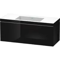 Duravit L-Cube c-bonded Set wandhängend, 1 Auszug, ohne Überlauf, ohne Hahnloch, 1200x500x480mm, LC6919N4040, Farbe: Schwarz Hochglanz Lack