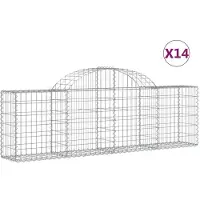 vidaXL Gabionen mit Hochbogen 14 Stk. 200x30x60/80 cm Verzinktes Eisen