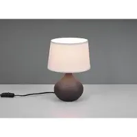 Meine Wunschleuchte LED Tischlampe mit Keramikfuß Braun & Stoffschirm Beige, Nachttischlampe H: 29cm