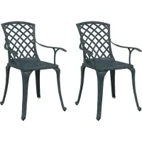 Syfax Gartenstühle 2 Stk. Grün Aluminiumguss