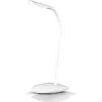 Brandson Schreibtischlampe LED energiesparend, Bürolampe mit 3 Helligkeitsstufen, 70 Lumen warmweiß, nur 3 W, Betrieb per USB oder 4 AAA-Batterien, schwenkbar, Leselampe, weiß