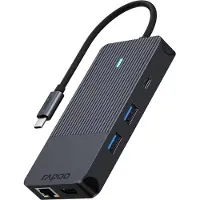 Rapoo UCM-2005, USB Typ-C, 3ˌ5 mm, DisplayPort, HDMI, RJ-45, USB 3.2 Gen 1 (3.1 Gen 1), USB Typ-C, Männlich, Schwarz, 115 mm, 60 mm