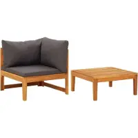 Syfax 2-tlg. Garten-Lounge-Set mit Dunkelgrauen Kissen Akazienholz