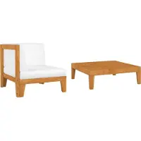 Syfax 2-tlg. Garten-Lounge-Set mit Auflagen Massivholz Akazie